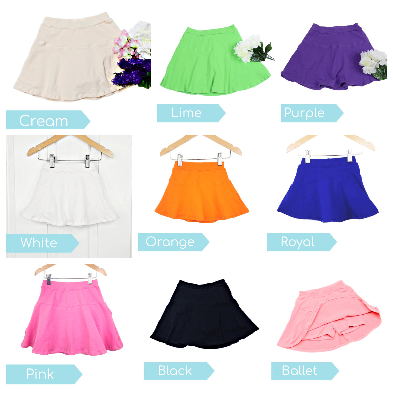 Solid Cotton Skort for Girls, Handmade to order, TAT 1-2 weeks
