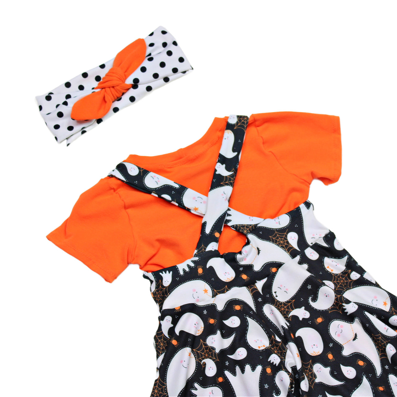 3T Halloween Pinafore Dress for Girls, 3 Piece Set, Ready to Ship