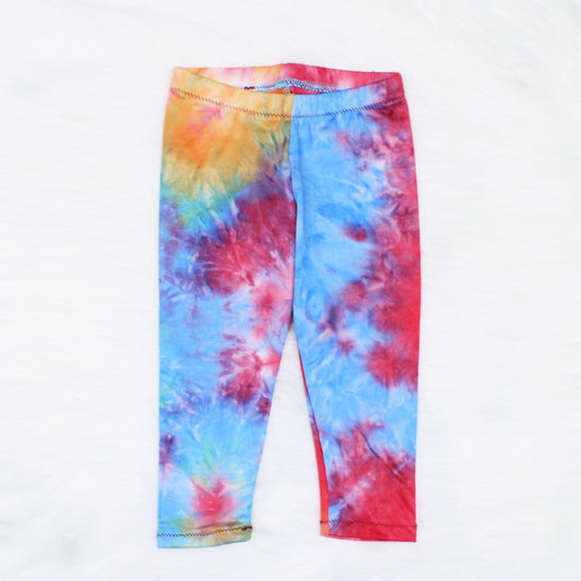 12m Baby Girl Leggings Set of 3, Mermaid Print, Galaxy and Retro Tie Dye