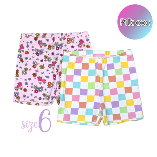 Size 6 Retro Biker Shorts, Roller Skates or Pastel Checkers