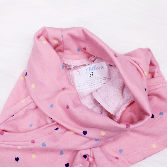 Pink Confetti Heart Terry Shorts for Girls, TAT 3-5 business days
