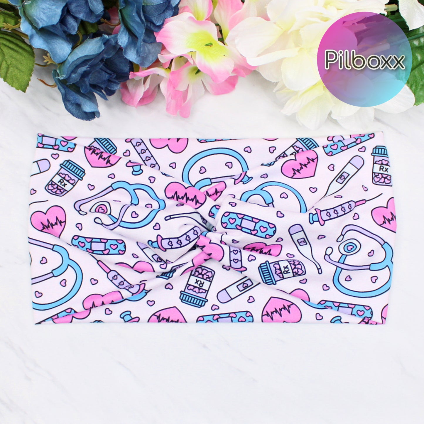 Wide Valentine's Nurse Print Headband