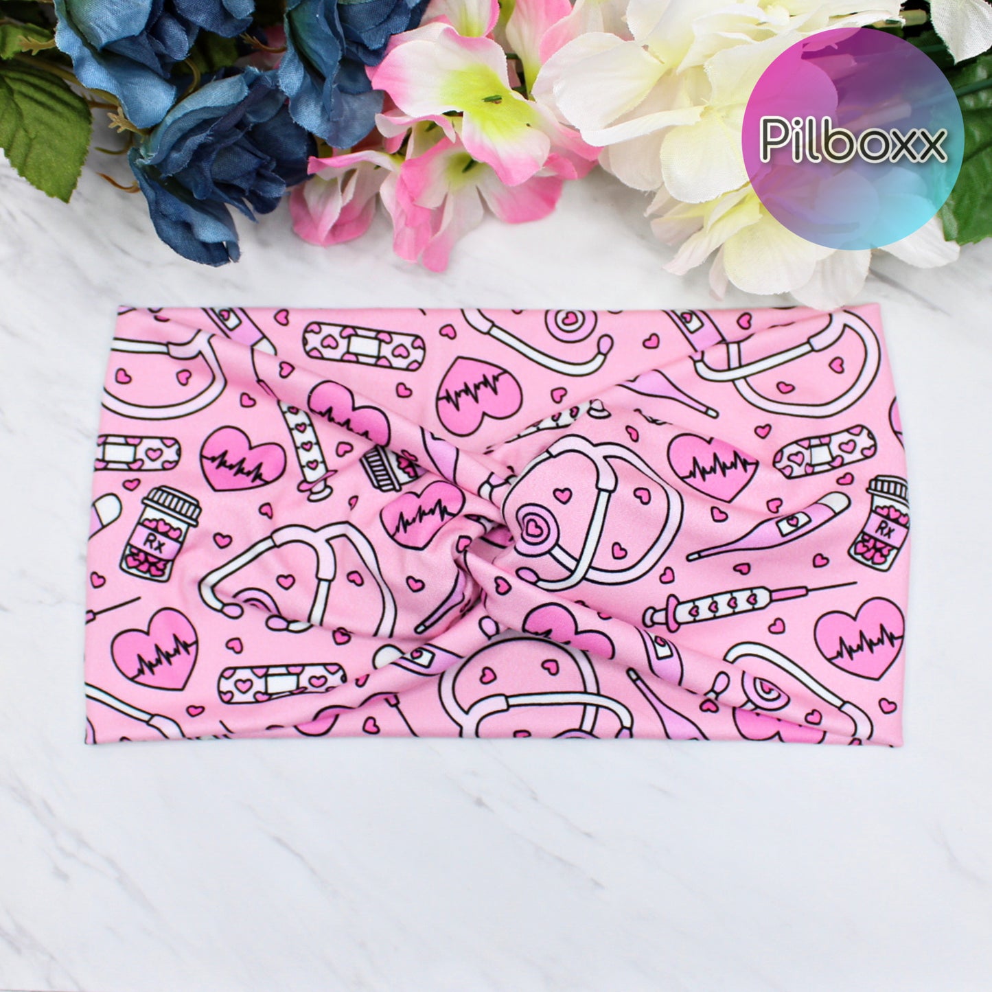 Wide Valentine's Nurse Print Headband