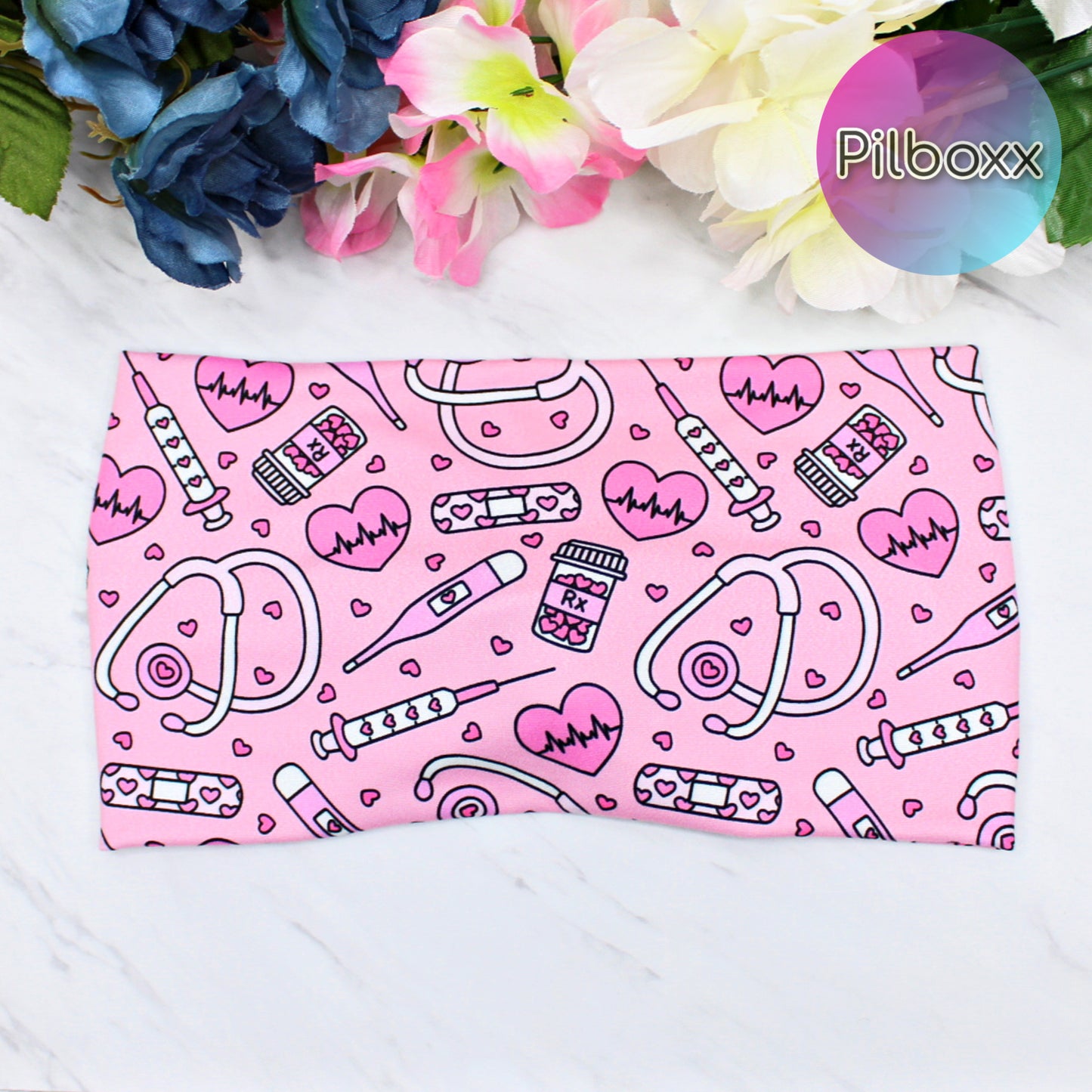 Wide Valentine's Nurse Print Headband