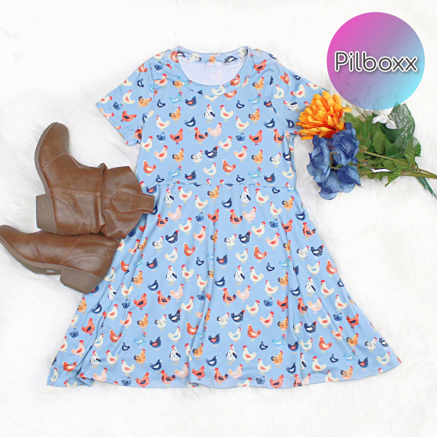 Blue Chicken Sundress for Girls, TAT 2 weeks