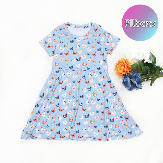 Blue Chicken Sundress for Girls, TAT 2 weeks