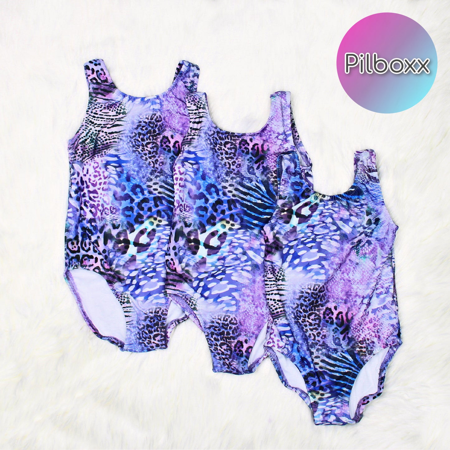 Purple Animal Print Swimsuit for Girls, 6, 7, 8, Ready to Ship