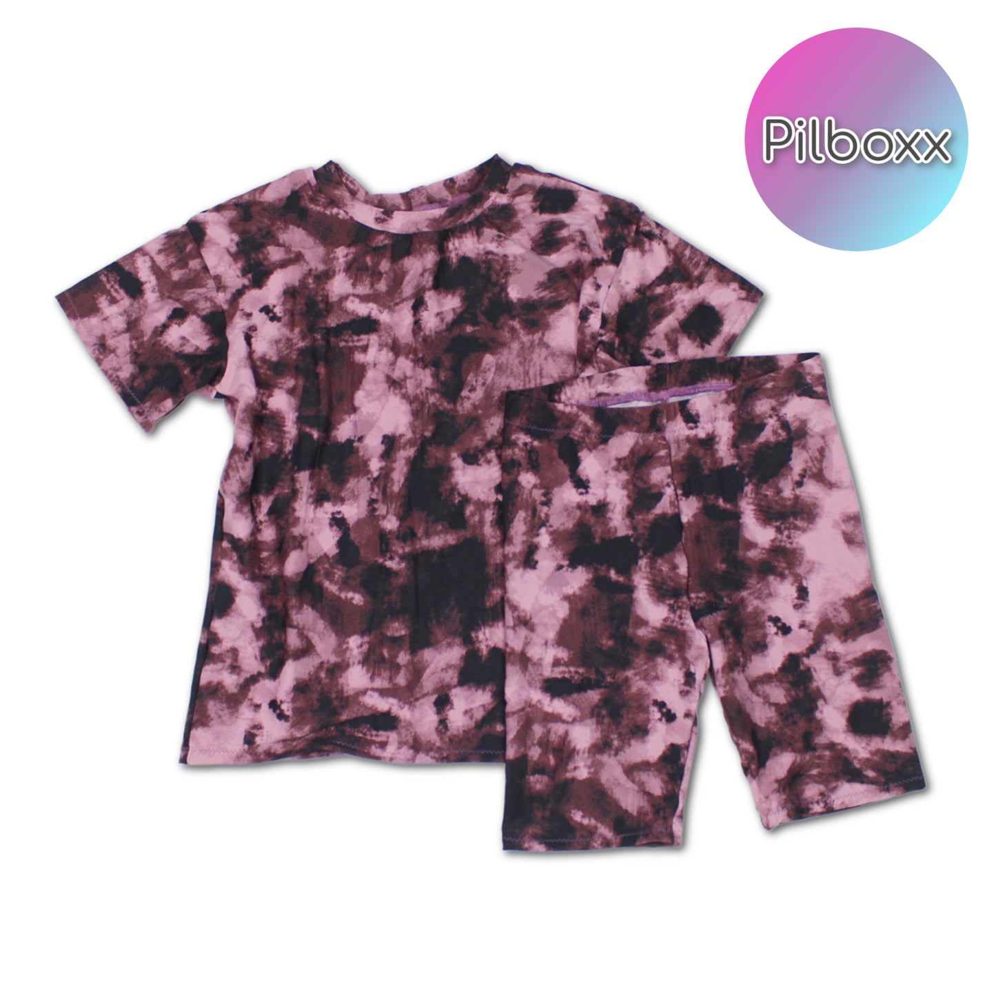 Purple Tie Dye Oversize Shirt and Short Set, Girls, TAT 3-5 Business Days