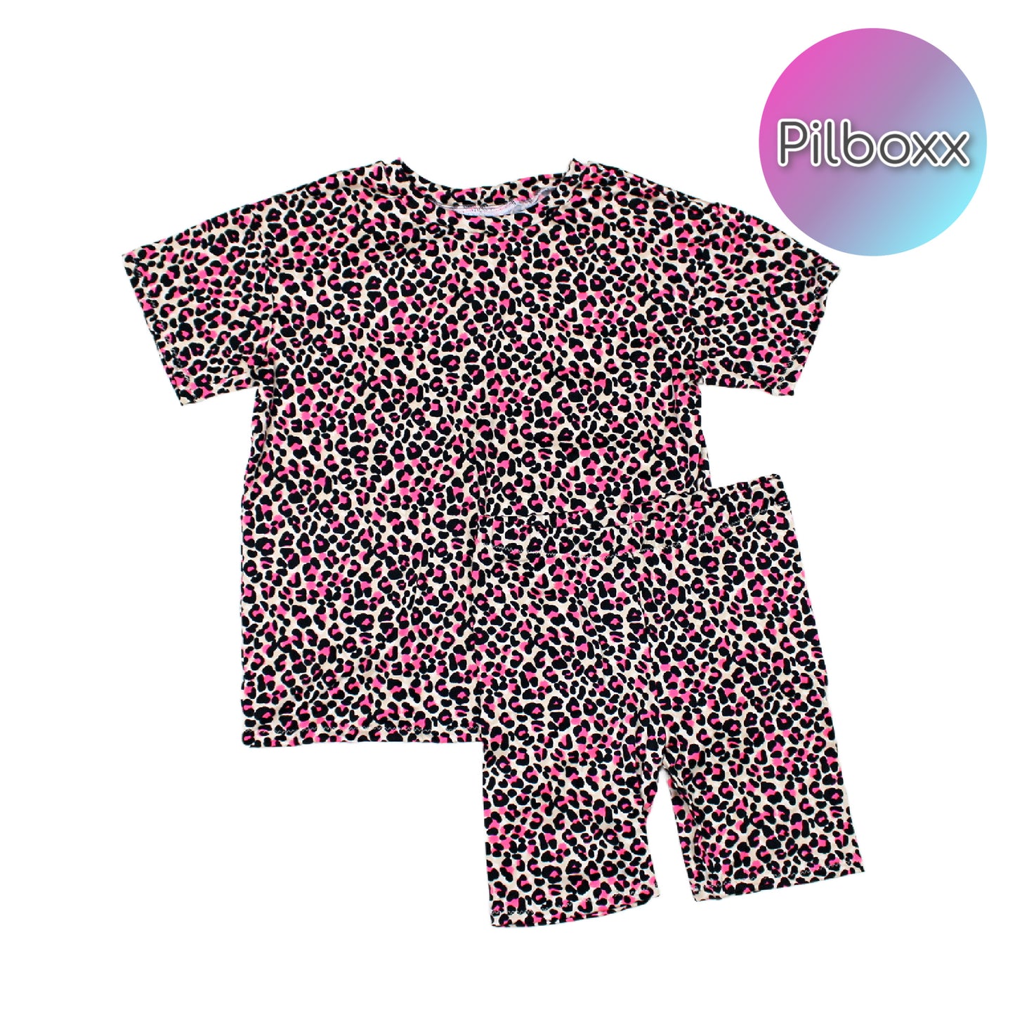 Neon Animal Print Oversize Shirt and Short Set, Girls, TAT 3-5 Business Days