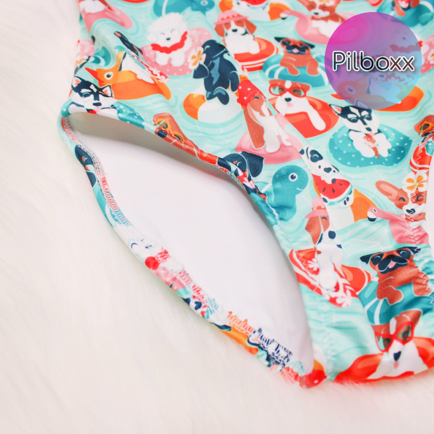 Swimming Dogs Bathing Suit, Size 7 Girls, Ready to Ship