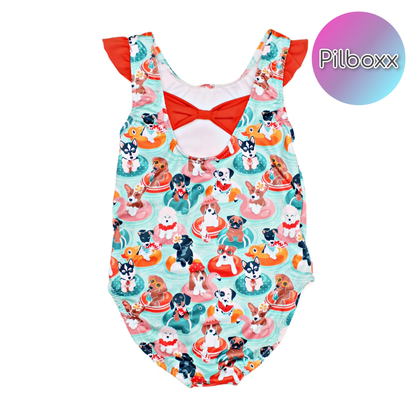 Swimming Dogs Bathing Suit, Size 7 Girls, Ready to Ship
