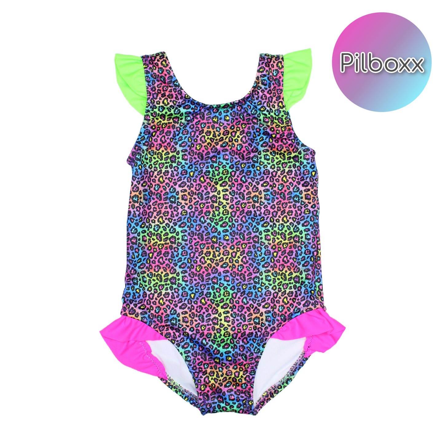 Rainbow Leopard Bathing Suit, Size 8 Girls, Ready to Ship