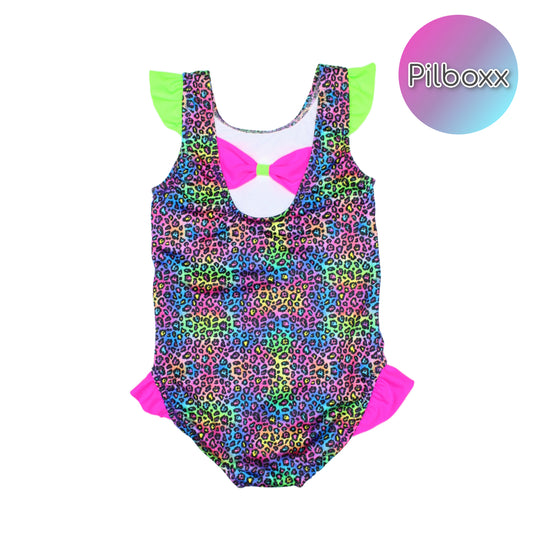 Rainbow Leopard Bathing Suit, Size 8 Girls, Ready to Ship