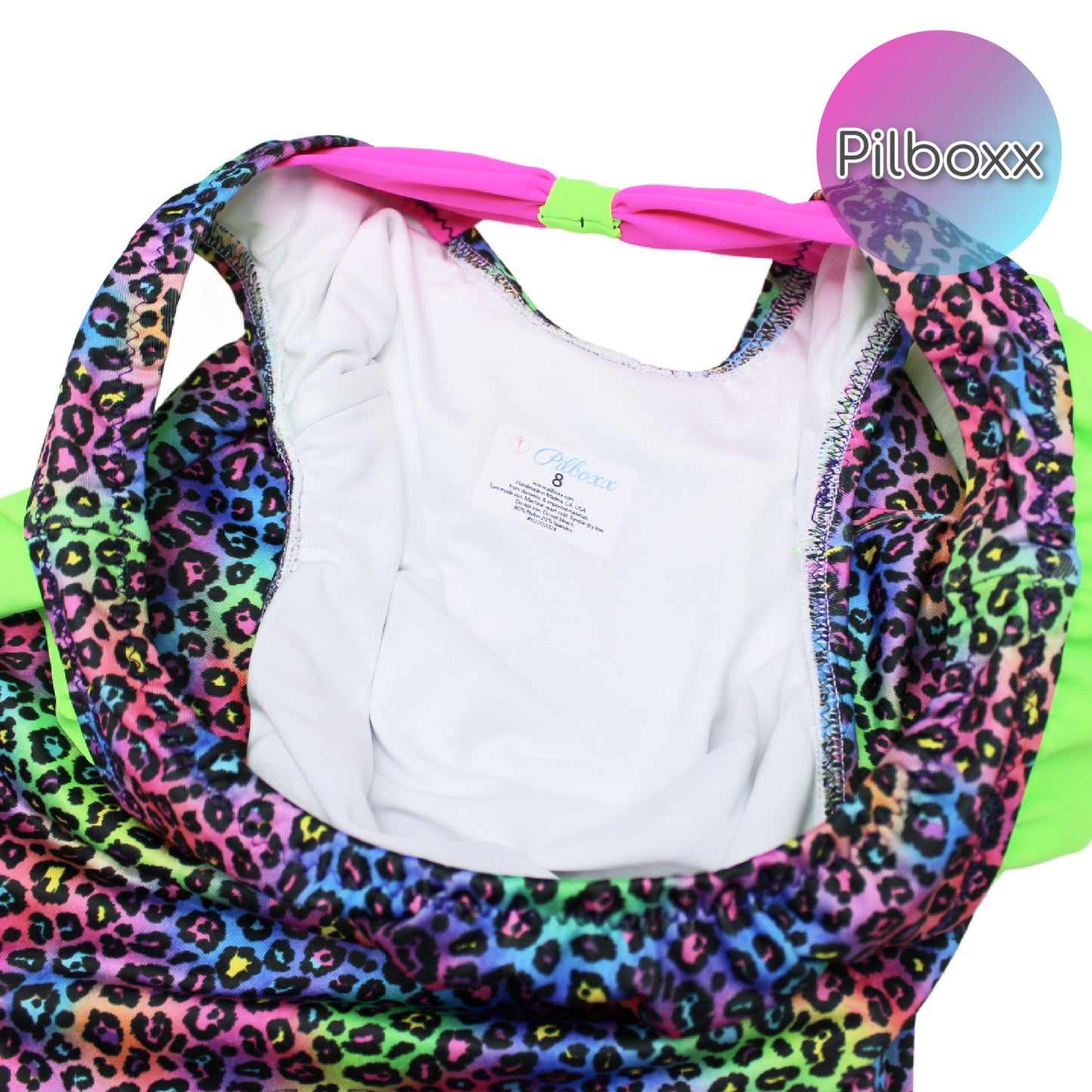 Rainbow Leopard Bathing Suit, Size 8 Girls, Ready to Ship