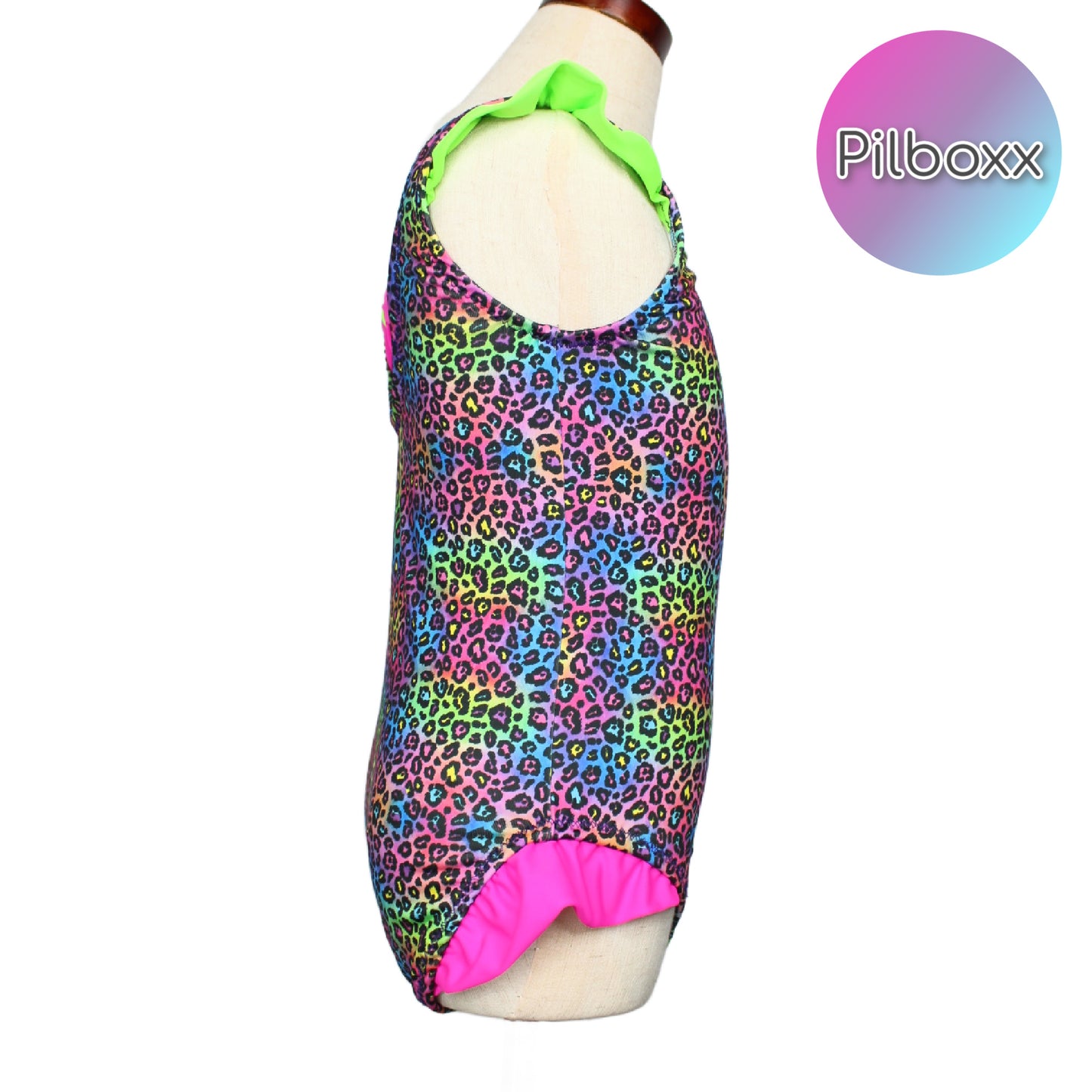 Rainbow Leopard Bathing Suit, Size 8 Girls, Ready to Ship