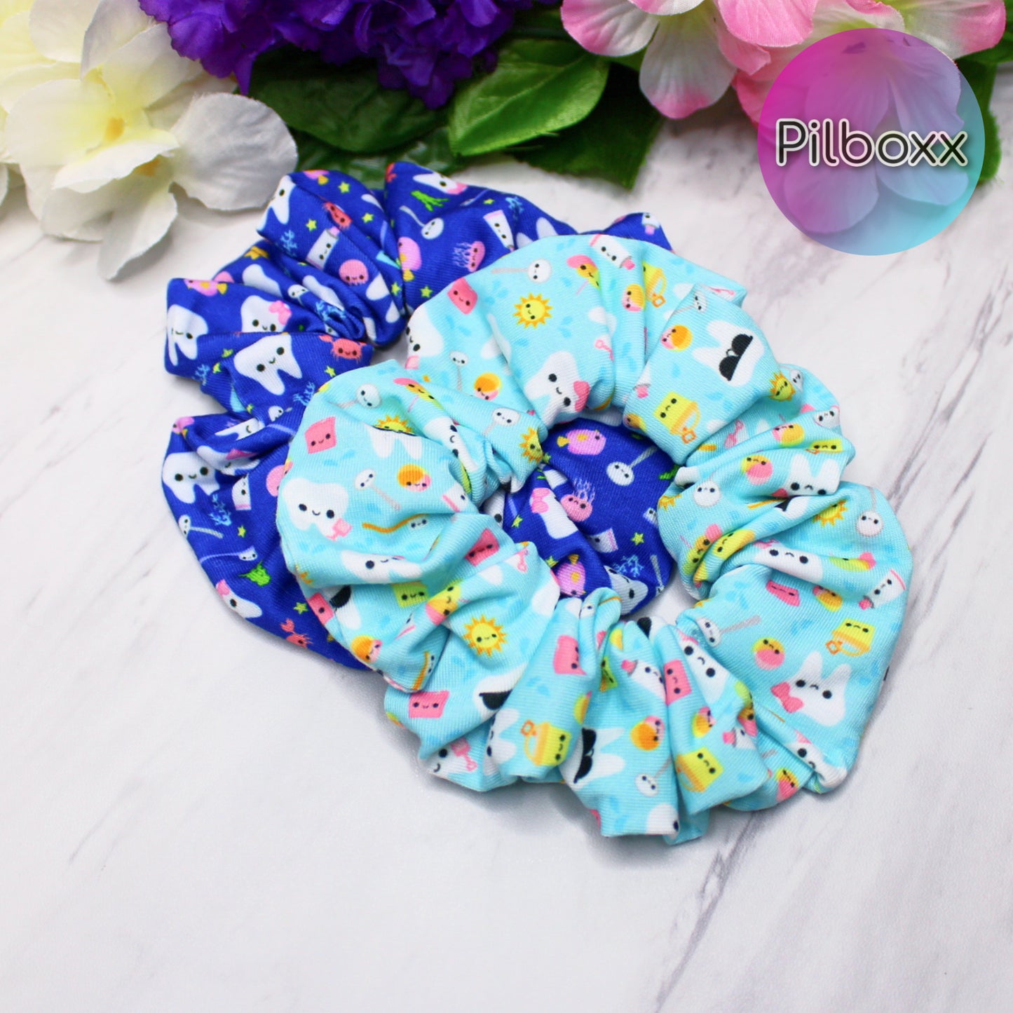 Ocean Teeth Dental Scrunchies, Set or Singles