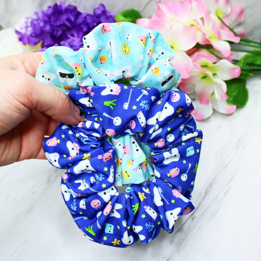 Ocean Teeth Dental Scrunchies, Set or Singles