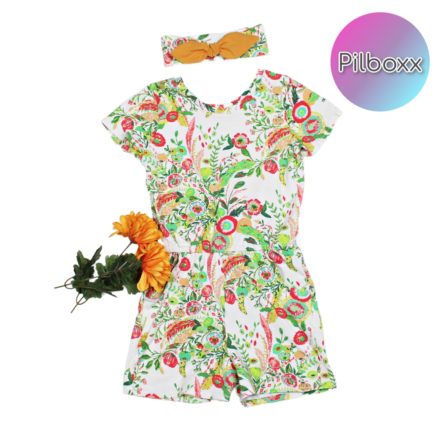 Girls Size 10 Boho Floral Summer Jumpsuit, Ready to Ship