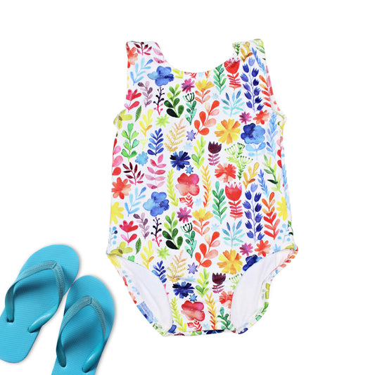 18m Baby Girl One Piece Swimsuit, Mermaids or Florals, Ready to Ship