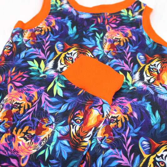 9m Jungle Baby Tiger Romper, Ready to Ship
