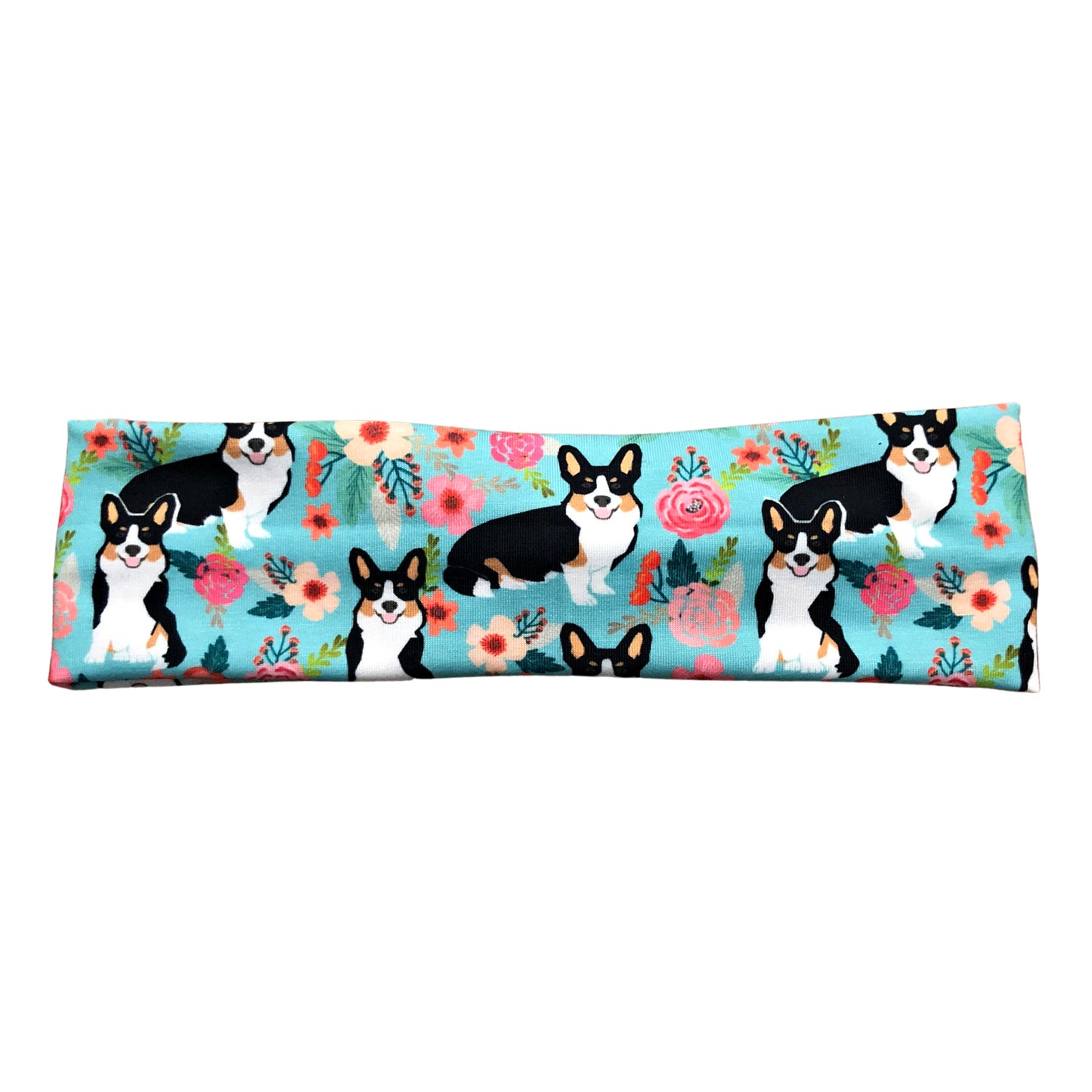 Mint Green Tricolor Corgi Floral Headband