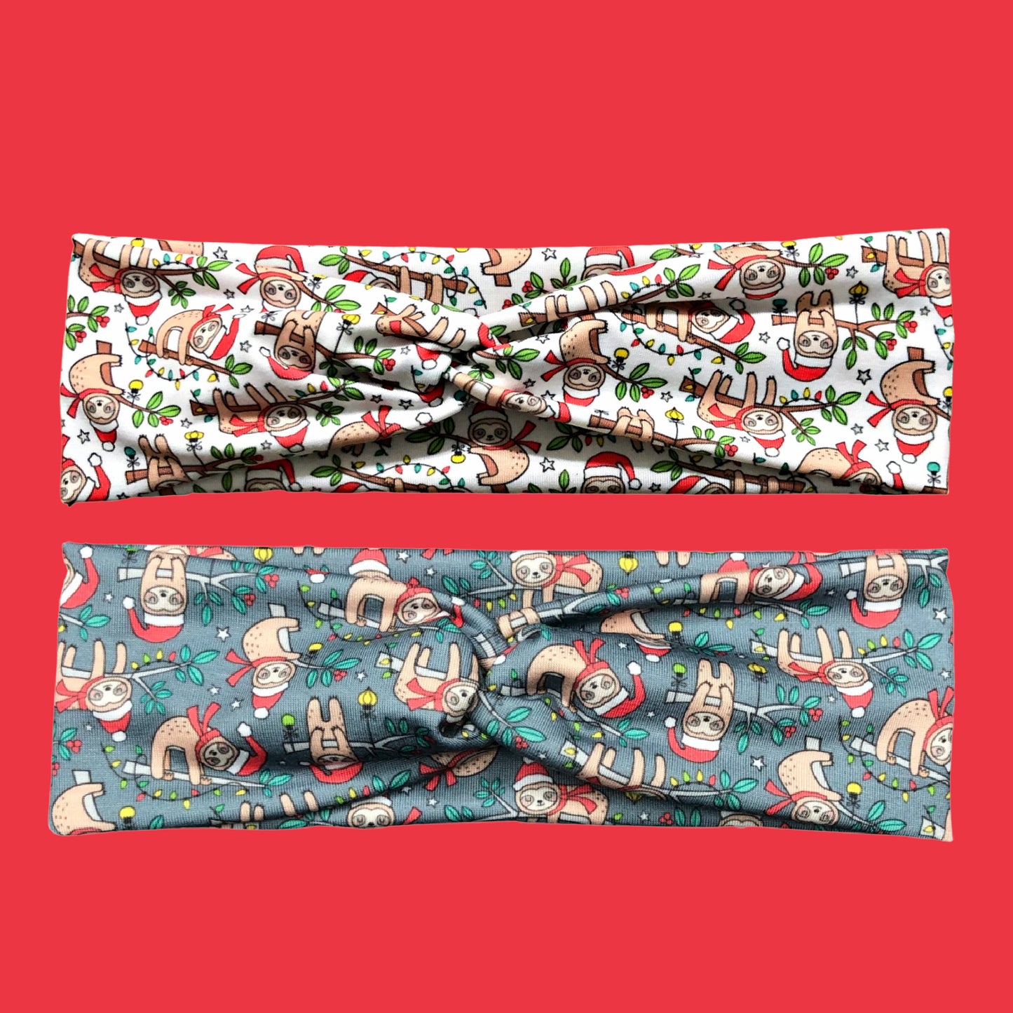Christmas Sloth Print Headband
