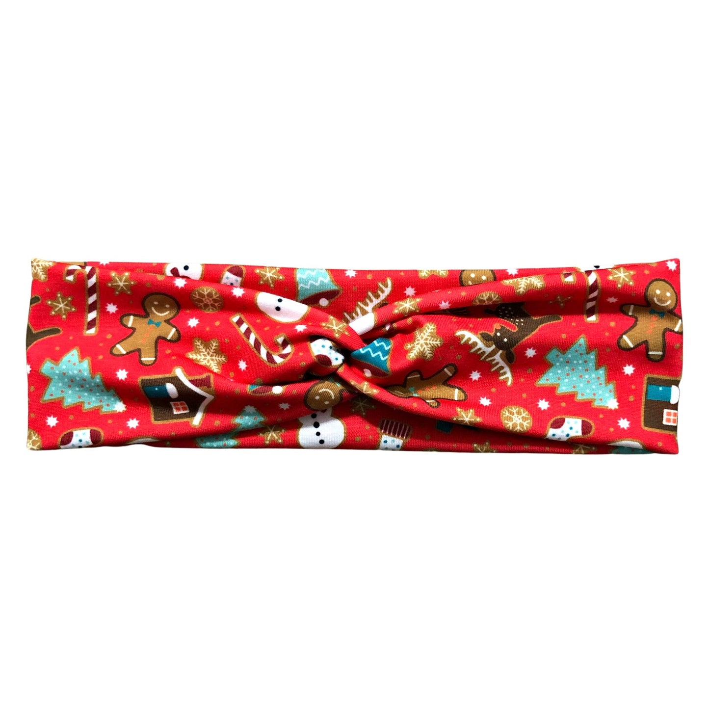 Red Christmas Gingerbread Cookie Print Headband