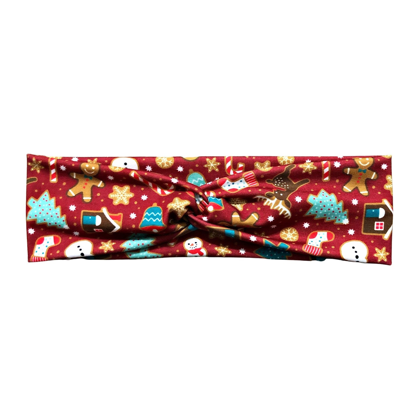 Red Christmas Gingerbread Cookie Print Headband