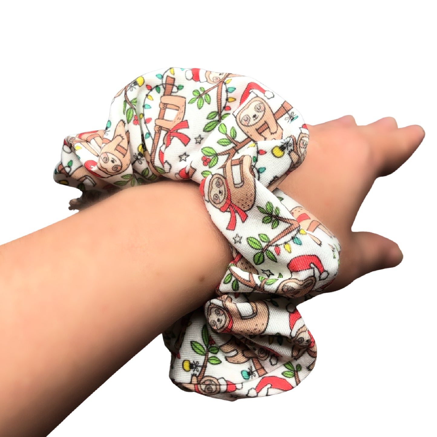 Christmas Sloth Print Scrunchie