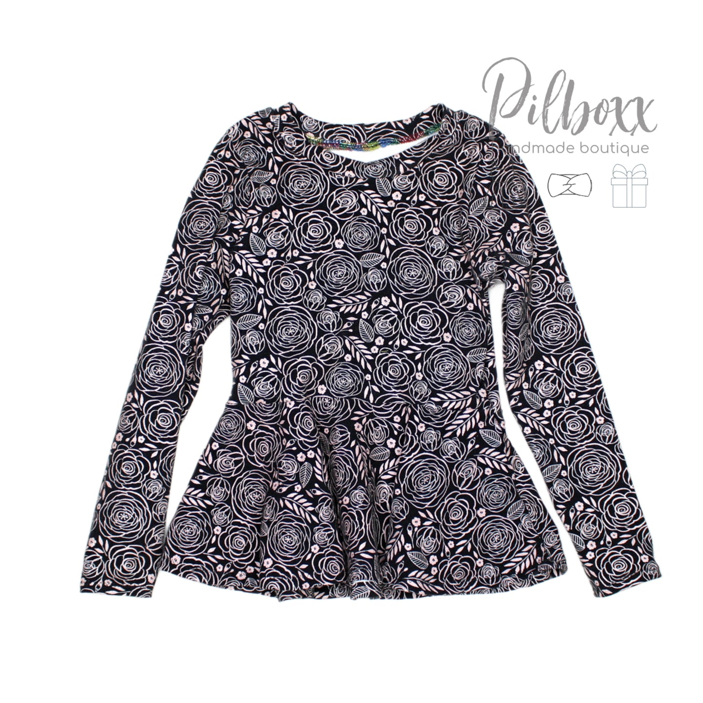 Size 6 Metallic Floral Peplum Top