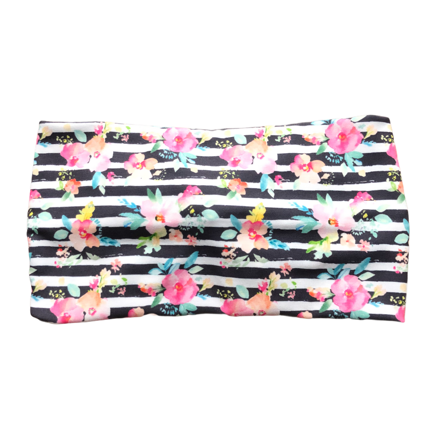Gray Floral Stripe Print Headband
