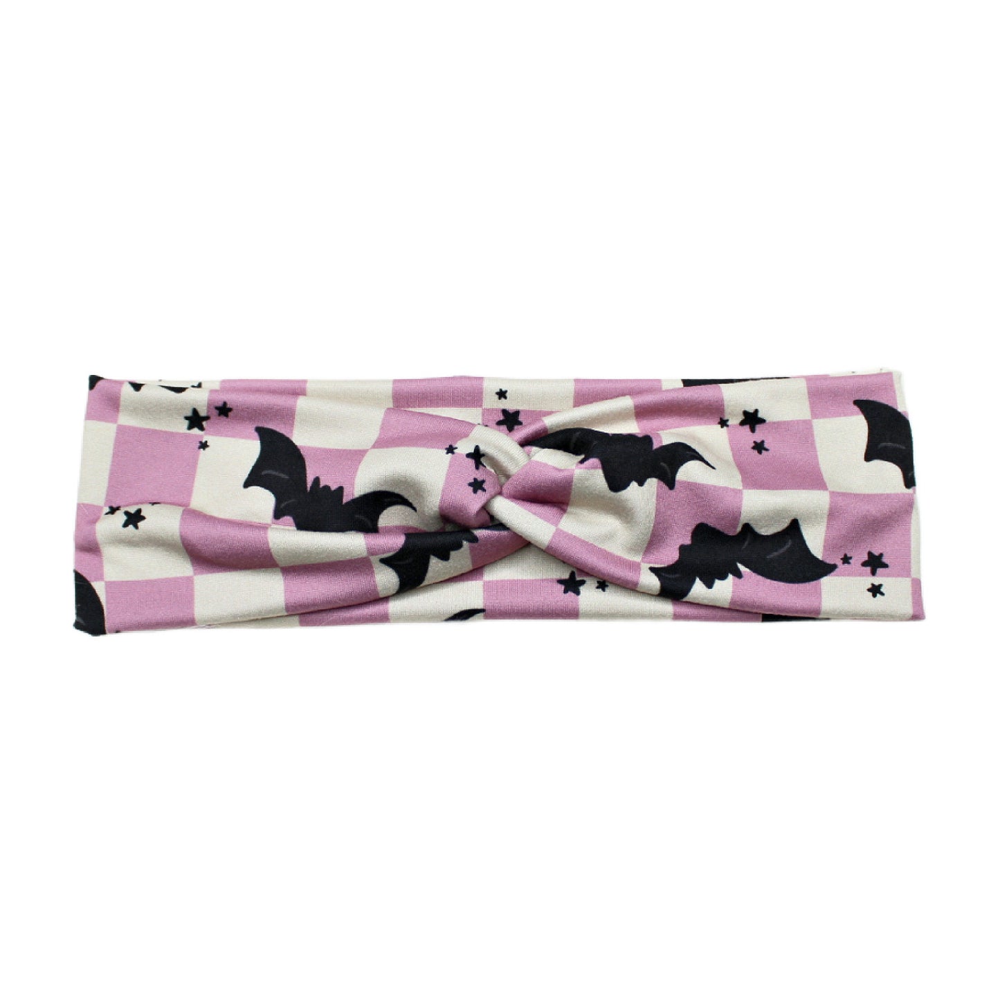 Purple Checkered Bat Headband