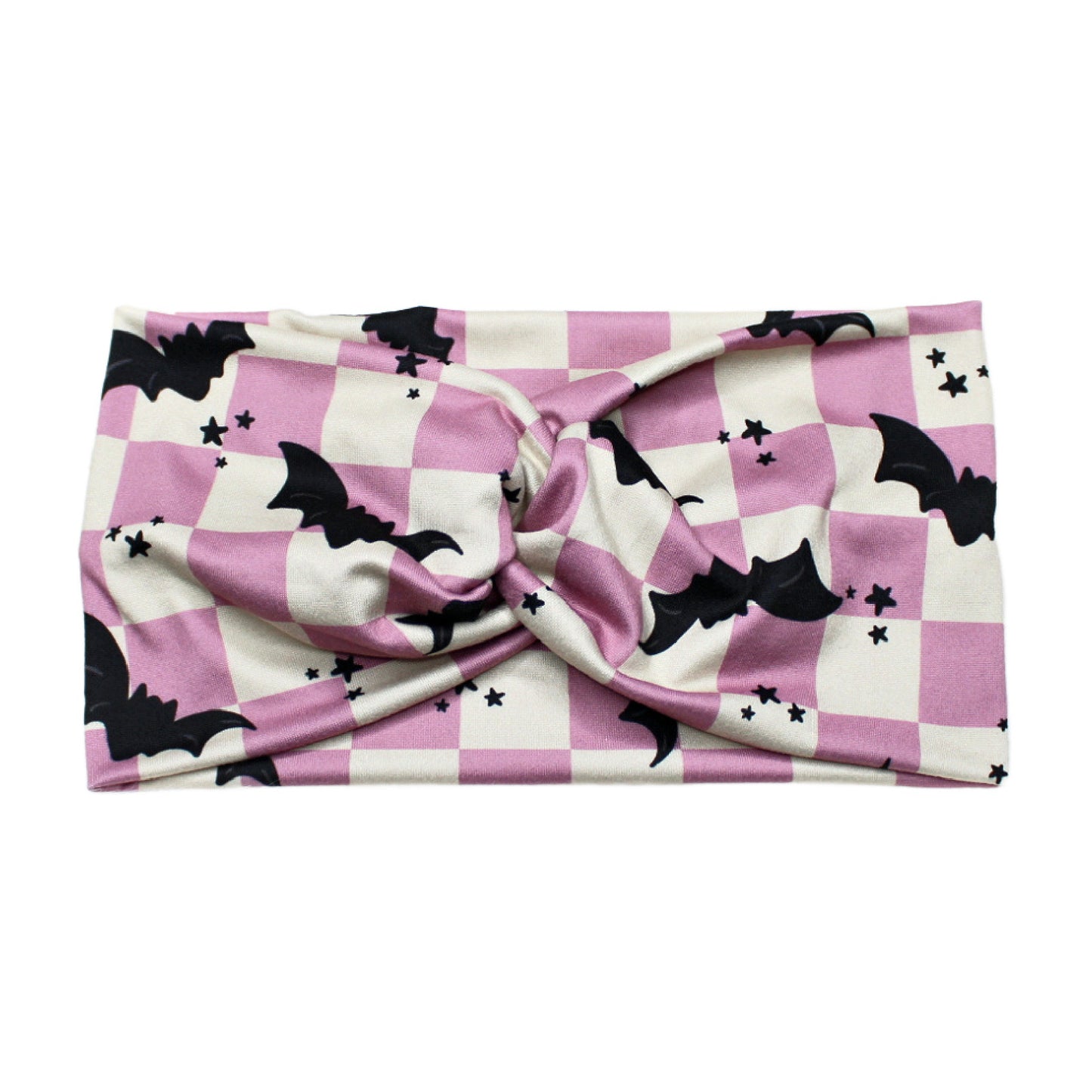 Purple Checkered Bat Headband