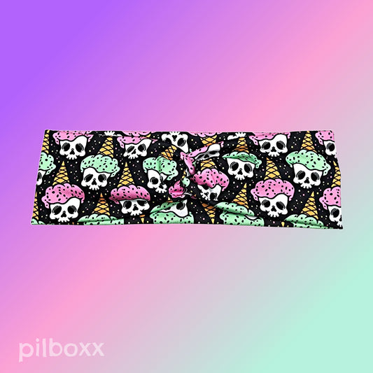 Ice Cream Skull Fabric Headband