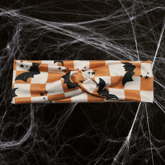 Checkered Bat Headband, Orange
