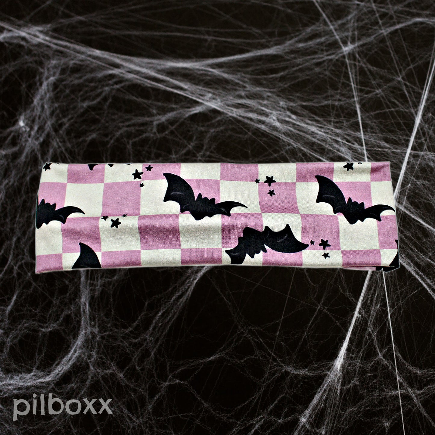 Purple Checkered Bat Headband