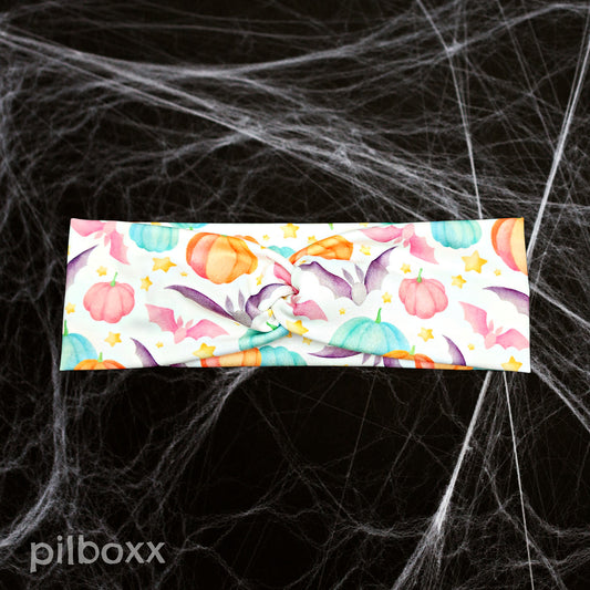 White Pastel Pumpkin Halloween Headband