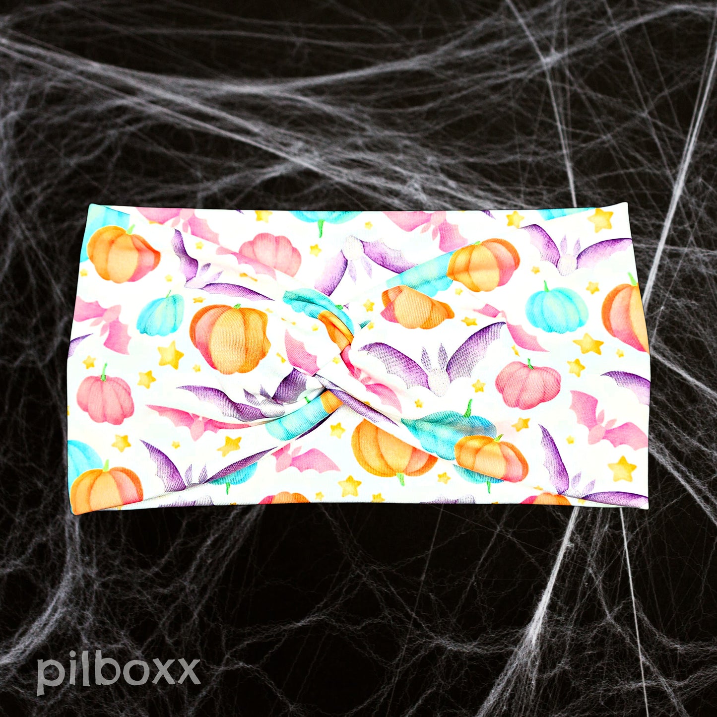 White Pastel Pumpkin Halloween Headband