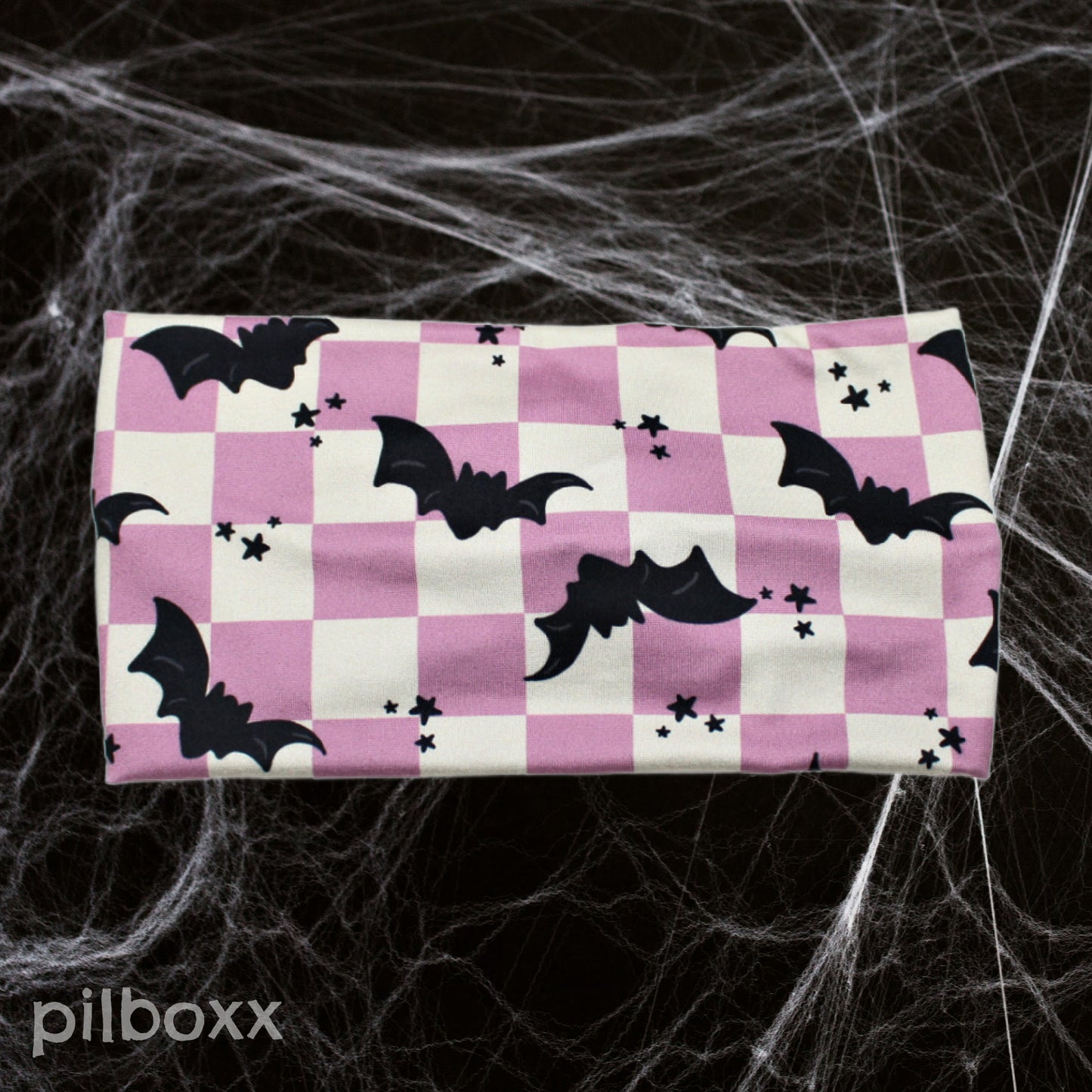 Purple Checkered Bat Headband