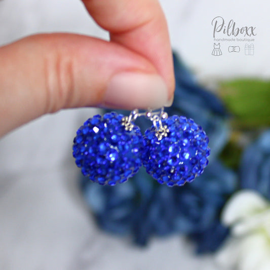 Blue Rhinestone Bead Earrings