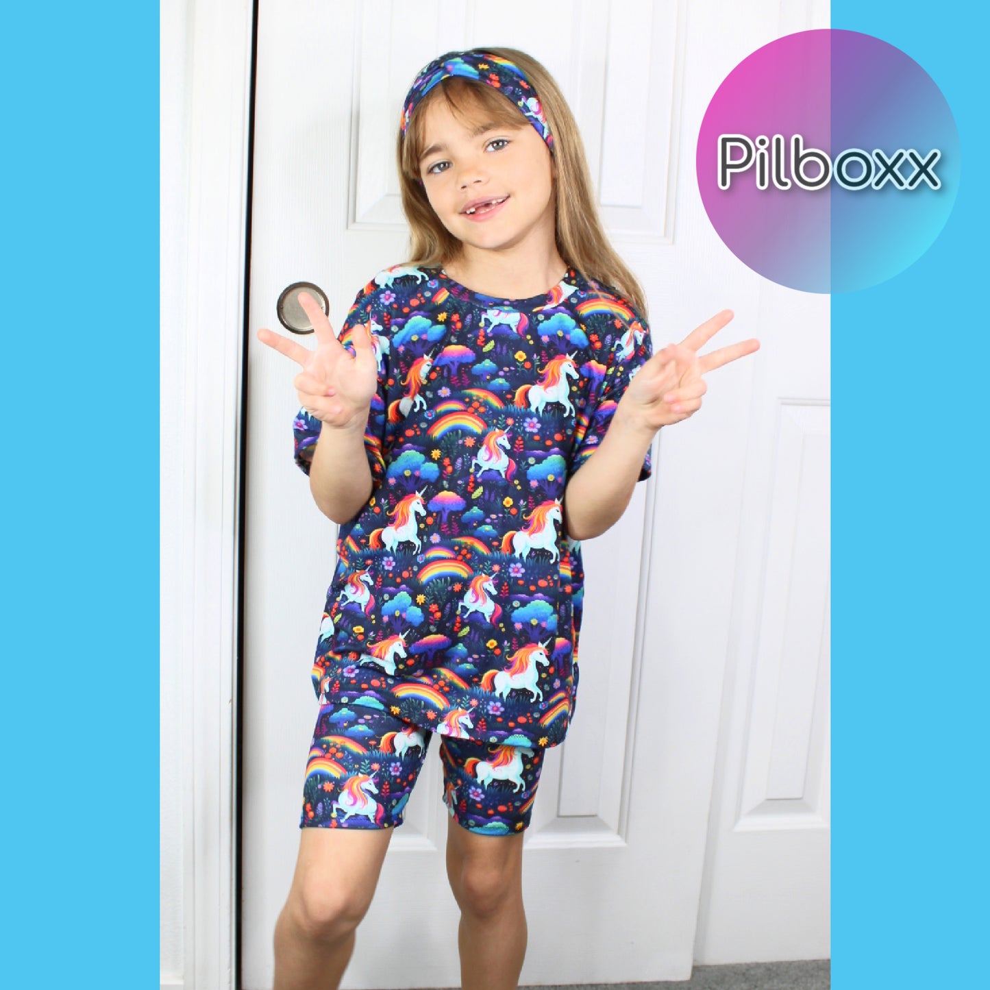 Unicorn Oversize Shirt and Short Set, Girls, TAT 1-2 weeks