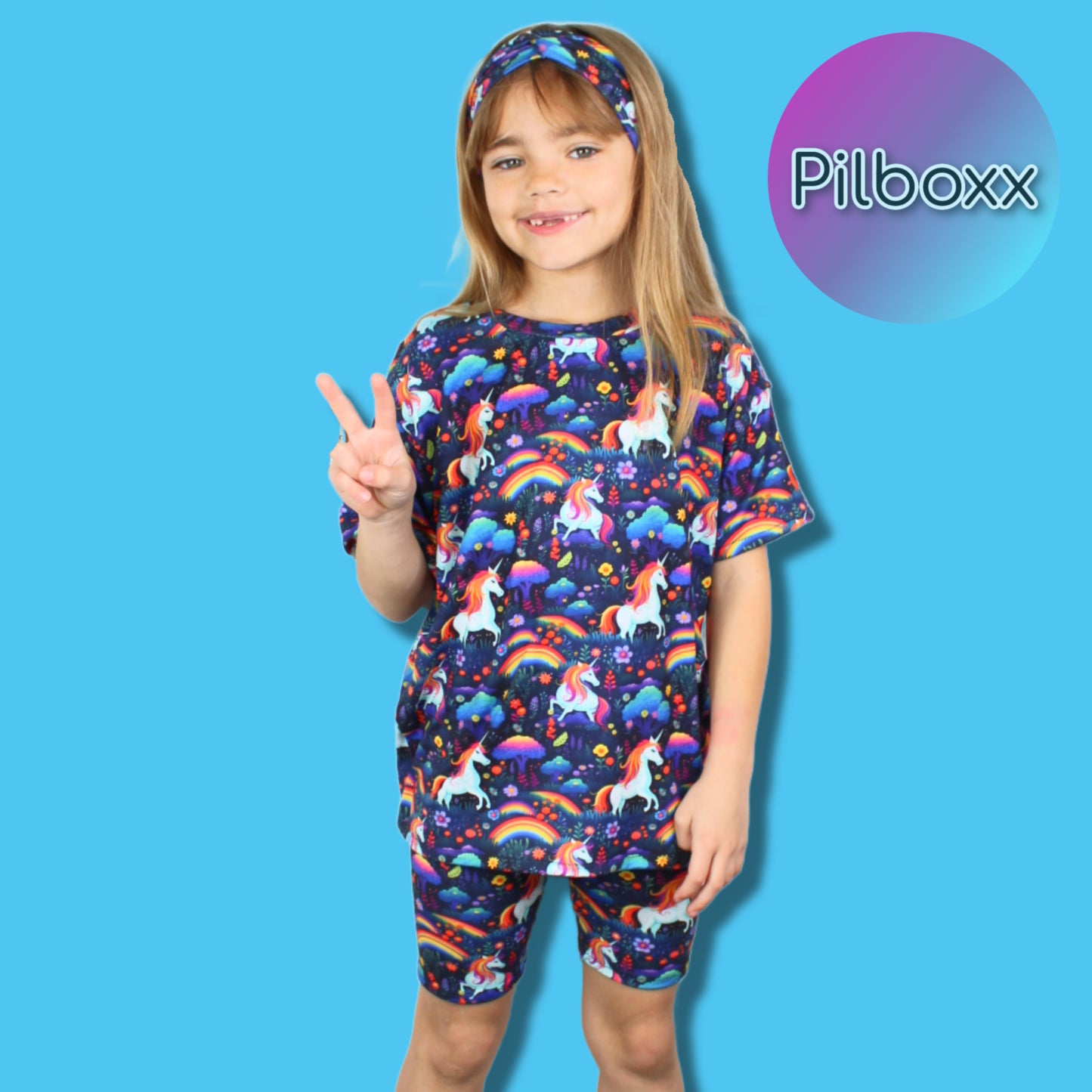 Unicorn Oversize Shirt and Short Set, Girls, TAT 1-2 weeks