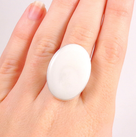 Resin Oval Statement Ring for Women, Adjustable