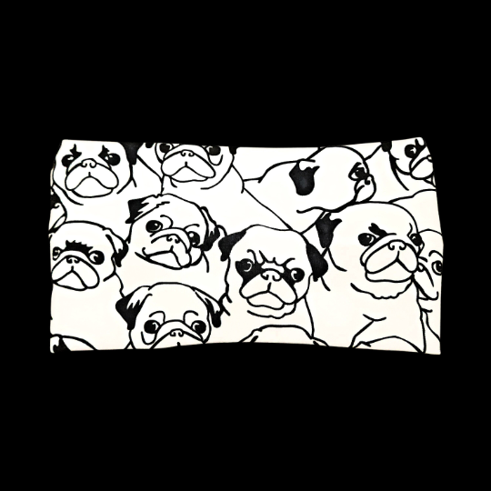 Wide Cartoon Pug Dog Faces Headband