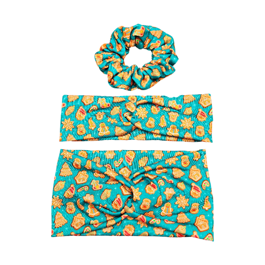 Teal Green Christmas Cookie Scrunchie