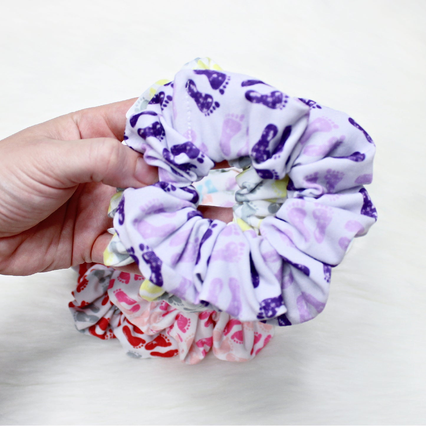 Baby Footprint Scrunchies
