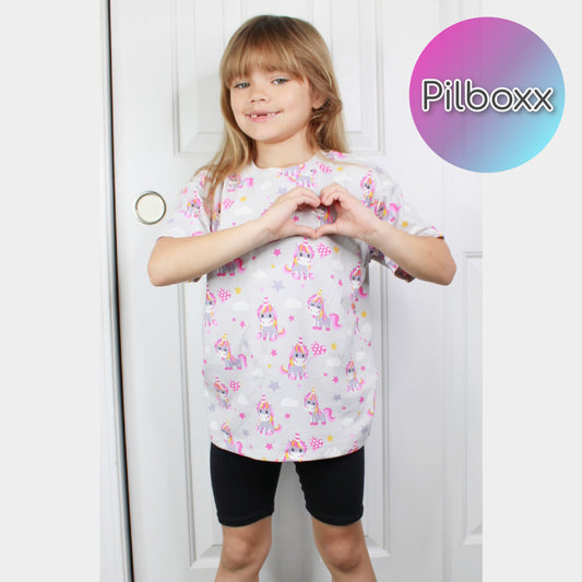 Gray Unicorn Oversize Shirt and Shorts Play Set, Toddler Girls, TAT 3-5 Business Days