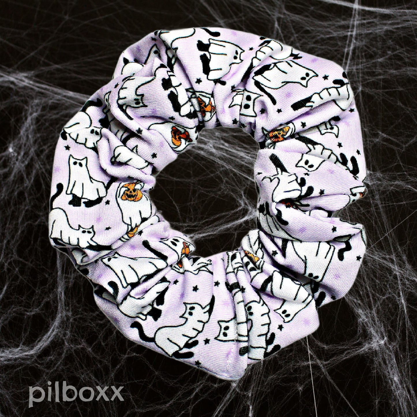 Purple Ghost Cat Scrunchie