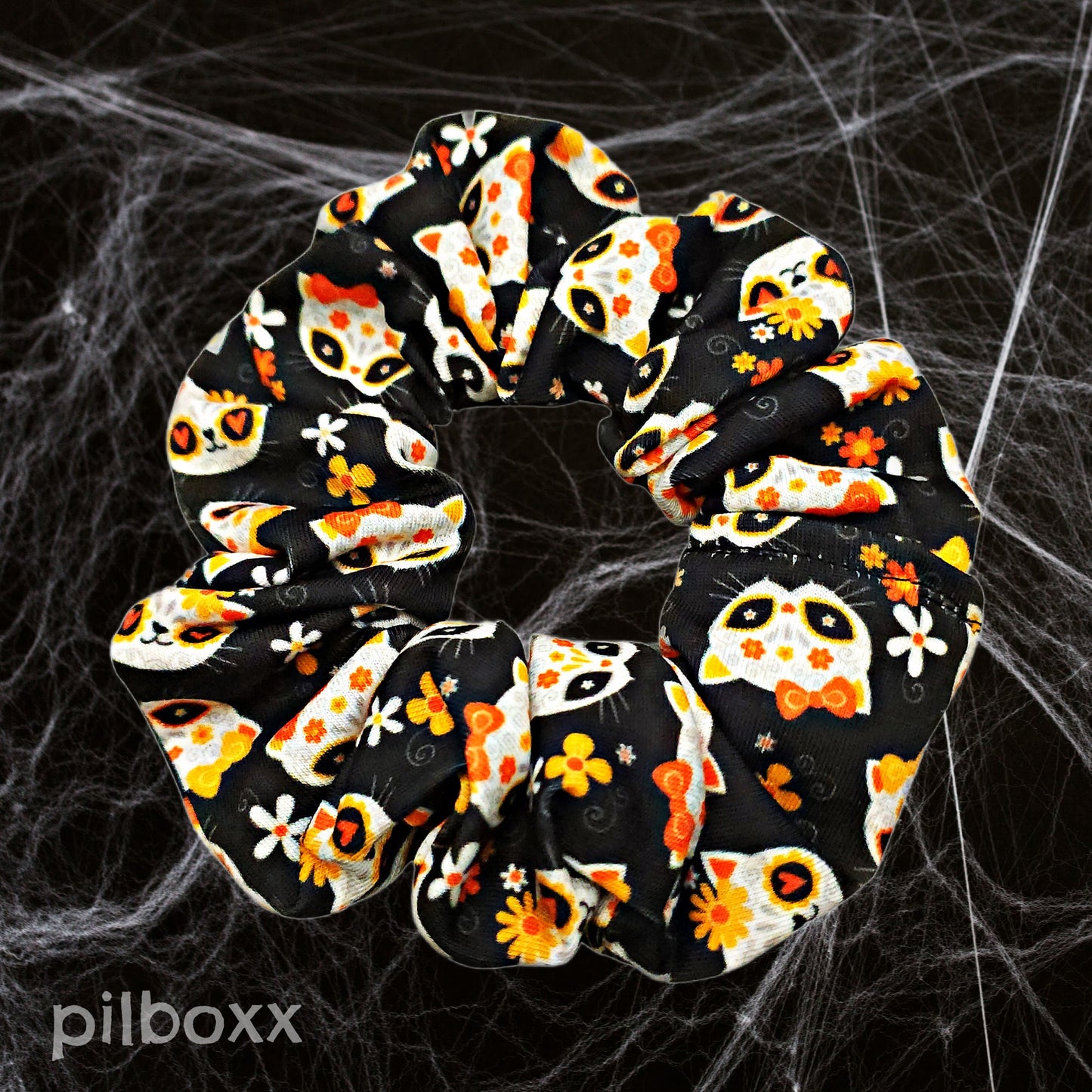 Sugar skull cats Scrunchie