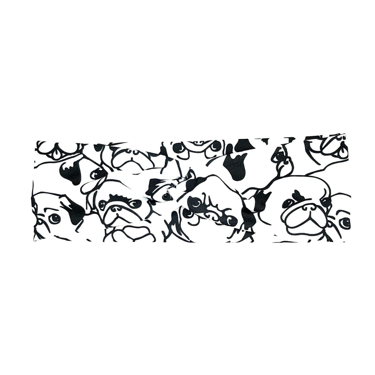 Wide Cartoon Pug Dog Faces Headband